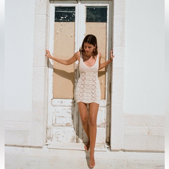 NWOT. Zara Openwork Knit Mini Dress - Picture 1 of 6